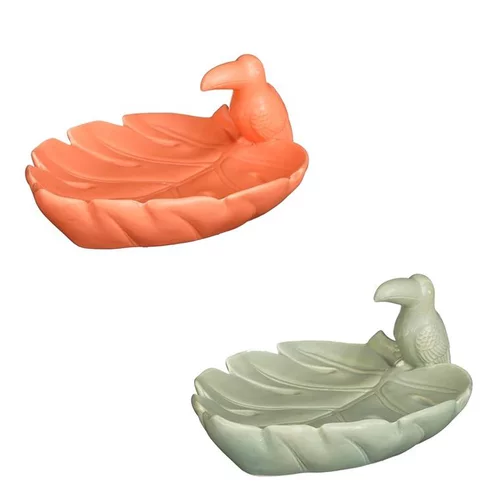 Plat décoratif coloris orange - 21 x 15 x 9 cm