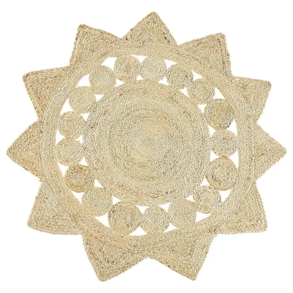 Tapis et paillasson – À poil court boho en tissu beige ARABAN