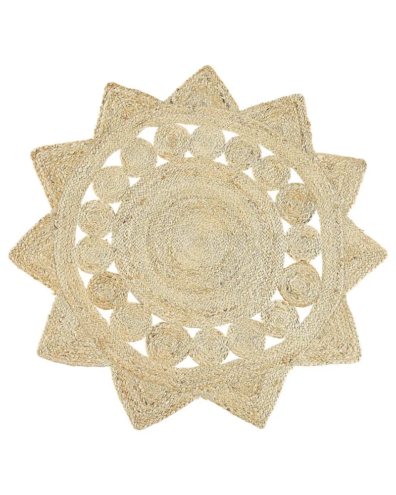 Tapis et paillasson – À poil court boho en tissu beige ARABAN