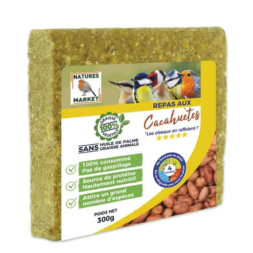 Graisse végétale pour oiseau Natures market Repas aux cacahuètes – 300 g