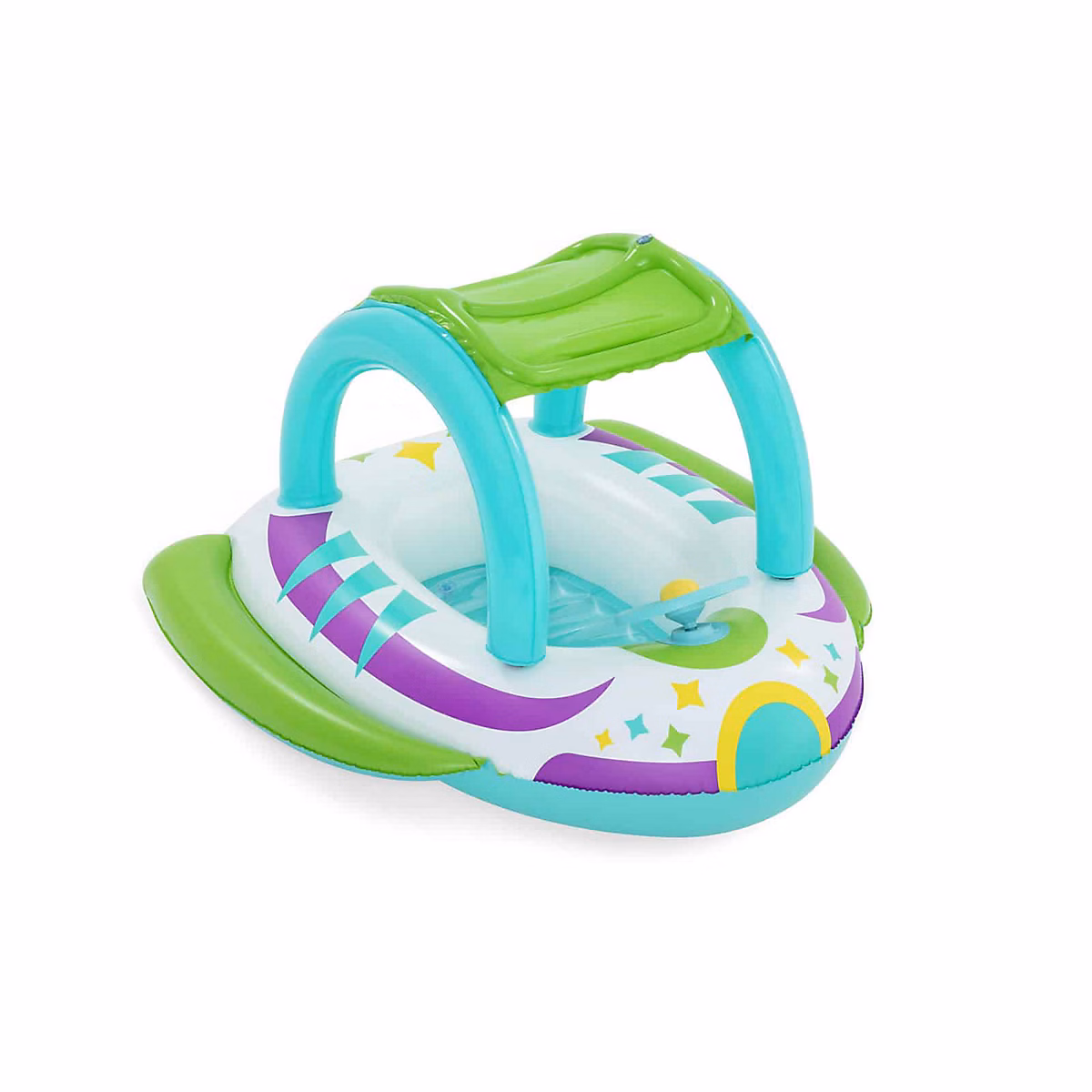 Bateau Gonflable Vaisseau Spatial Bestway 98 × 95 × 61 cm Toiture Protecteur Solaire et Volant avec Son a partir de 3 Ans