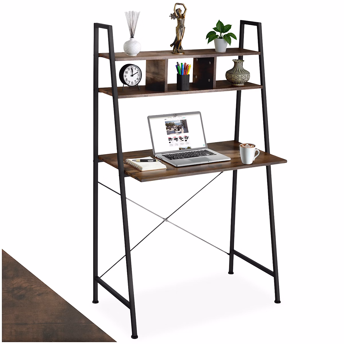 Bureau Style industriel 3 Compartiments de rangement – Réf. HCHIPNXRZ3795704179