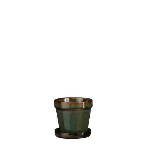 Cache-pot Clint coloris vert en céramique - 7,5 x Ø 7,5 cm