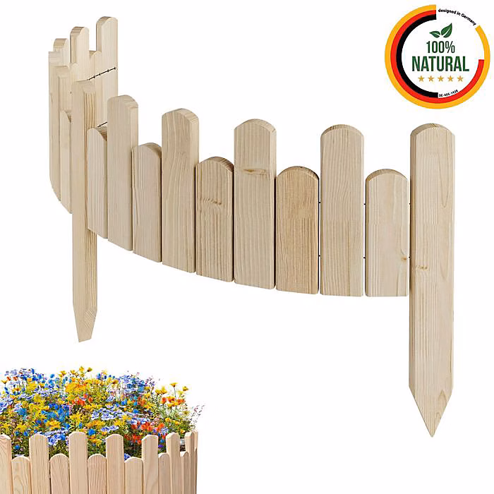 Bordure de jardin – Floranica, Non traité, Bois de pin, 100 cm x 15 cm, Flexible