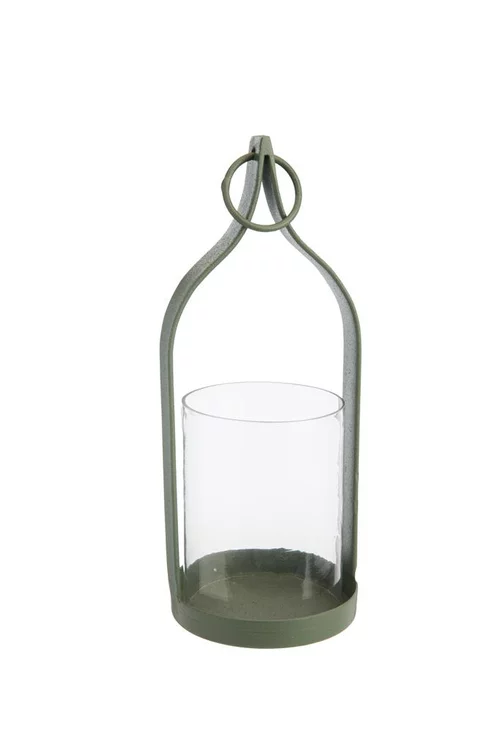 Lanterne lampion à suspendre coloris vert en métal - 9,5 x 9,5 x 24 cm