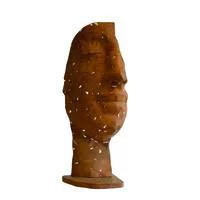 Statue demi-visage mosaïque en métal effet argile - 38 x 38 x 101 cm