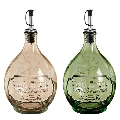 Huilier en verre recyclé coloré et métal - Ø 12,5 x H 24 cm