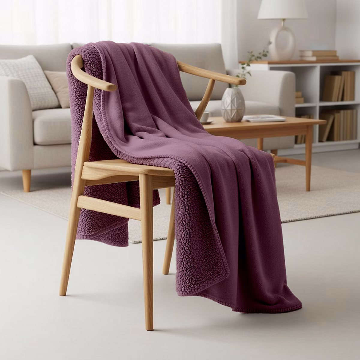 Couverture plaid violette 130 × 170cm SMOOTIK – SACASA