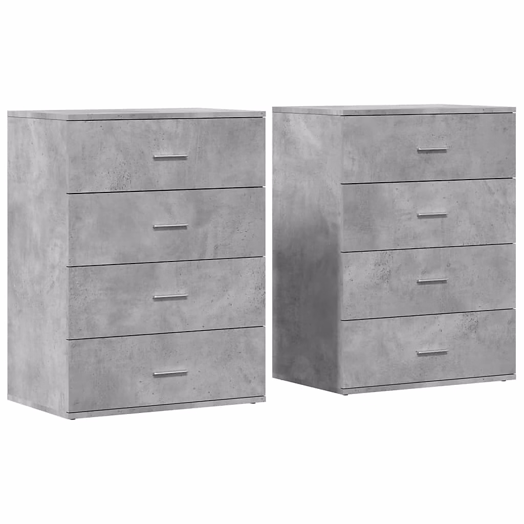 Buffets 2 pcs gris béton 60 × 39 × 80 cm bois d'ingénierie vidaXL