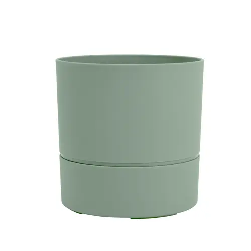Pot rond en plastique à réserve d'eau coloris vert amande Poetic Aquaduo - Ø 14,3 x H 14,3 cm