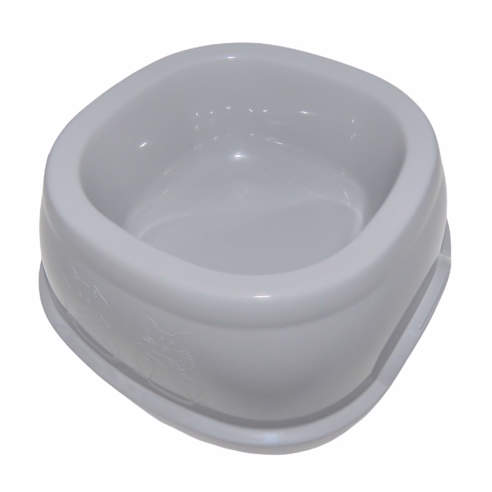 Ecuelle carrée 600 ml – gris en plastique, pour chat et chien