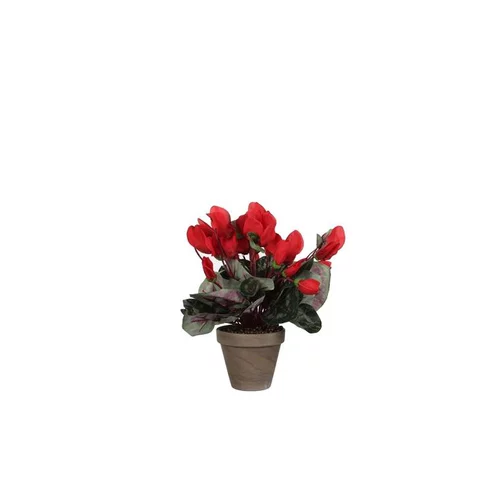 Cyclamen rouge plante artificielle en pot gris H 30 x Ø 30 cm