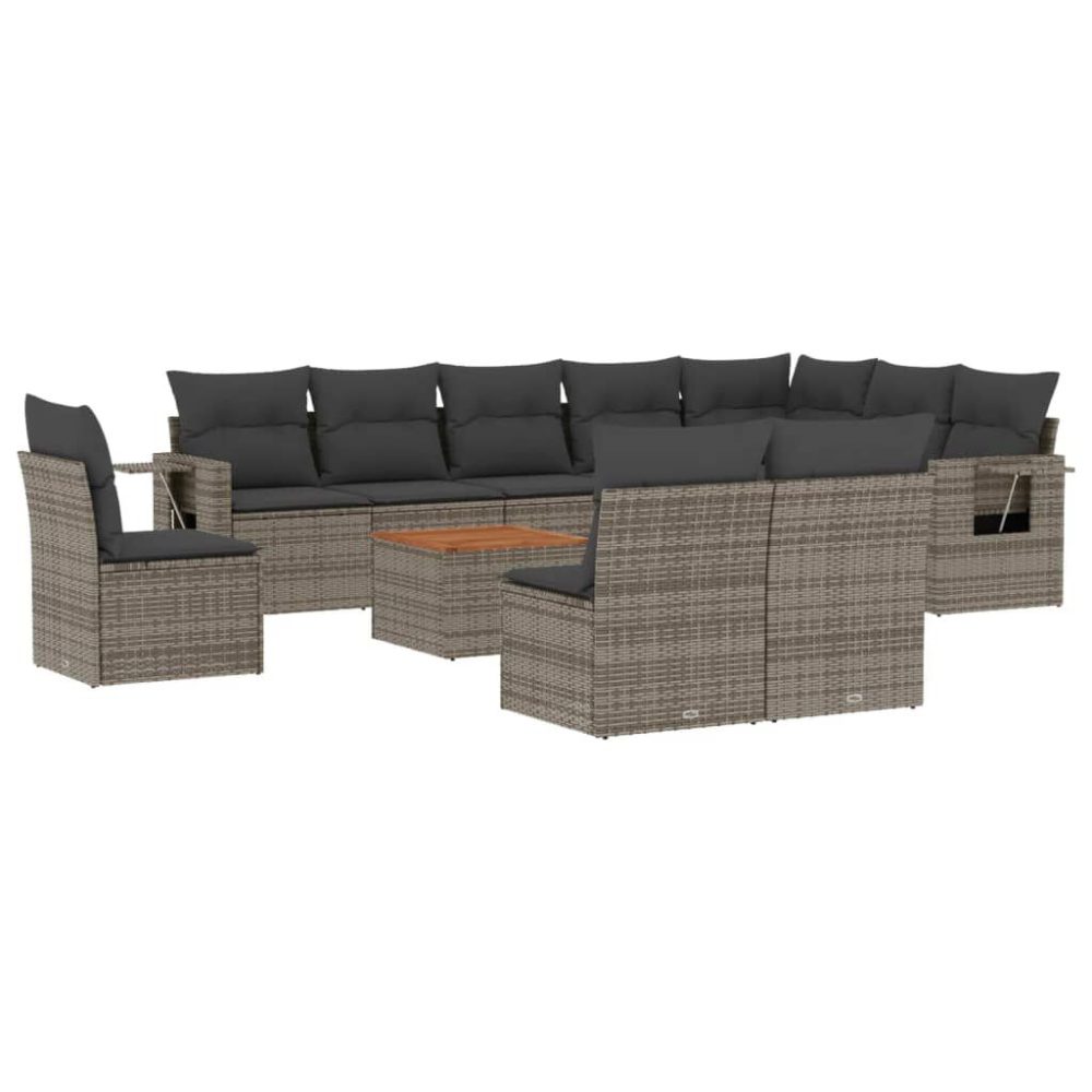 VidaXL 3224618 banc de jardin Rotin, Acier, Bois d'acacia – Mobilier de jardin
