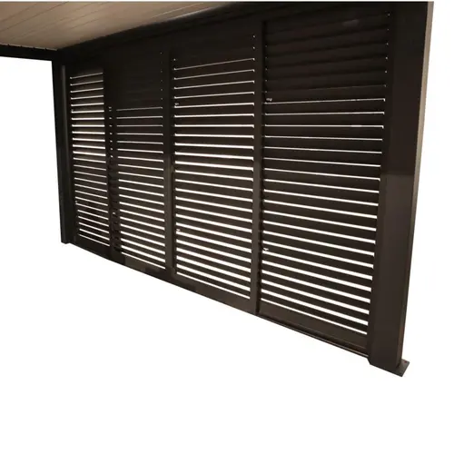 Claustra coulissant pour pergola autoportée coloris gris en aluminium - 4 m