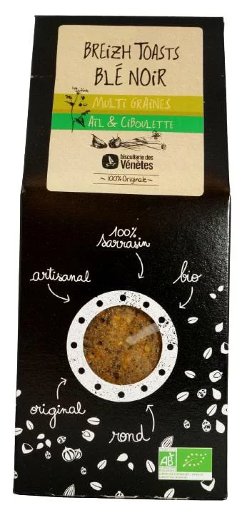 Toasts blé noir ail ciboulette bio Biscuiterie Venetes - 125 g