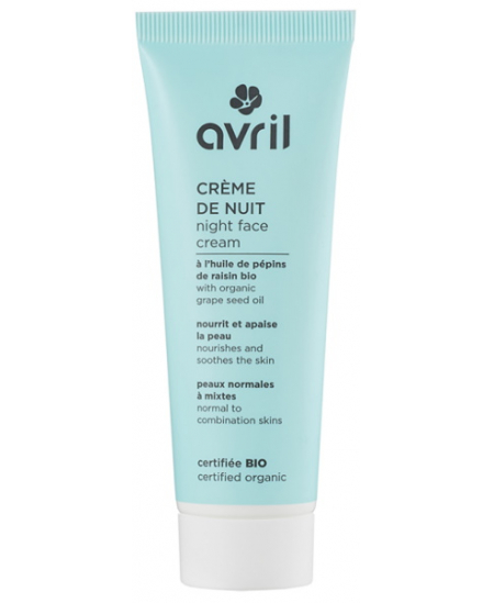 Avril - Crème de nuit peau normale et mixte à l'huile de Pépins de Raisin - 50 ml