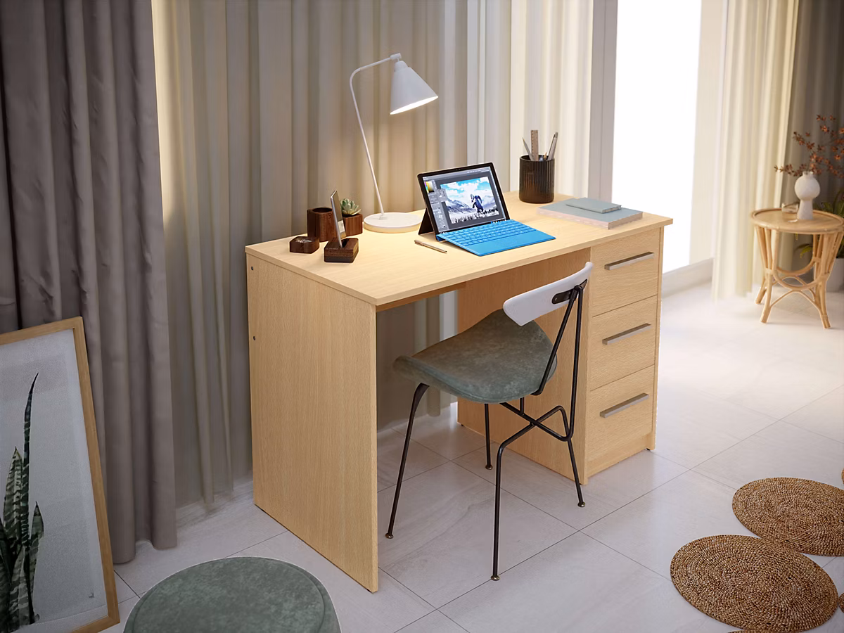 Bureau SAME 3 tiroirs 110 × 56 × 74 cm hêtre TALESA