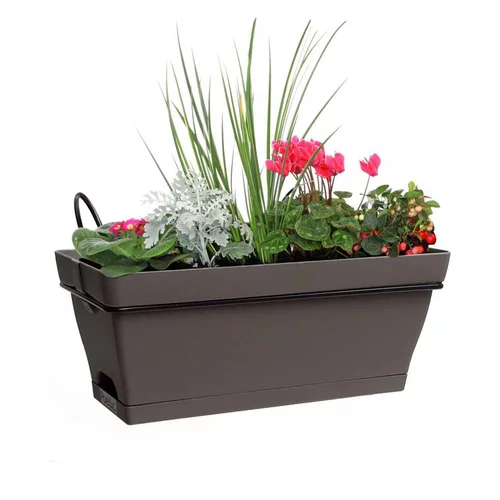 Jardinière Babyroméo + soucoupe clipsée et support métal Taupe