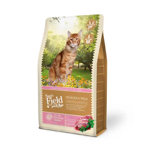 Croquette pour chat adulte difficile au canard et au poulet Delicious Wild Sam's Field - 2,5 kg