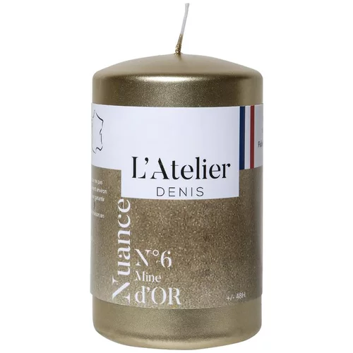Bougie cylindrique taille S or L’Atelier de Denis - Ø 6,8 x H 11 cm