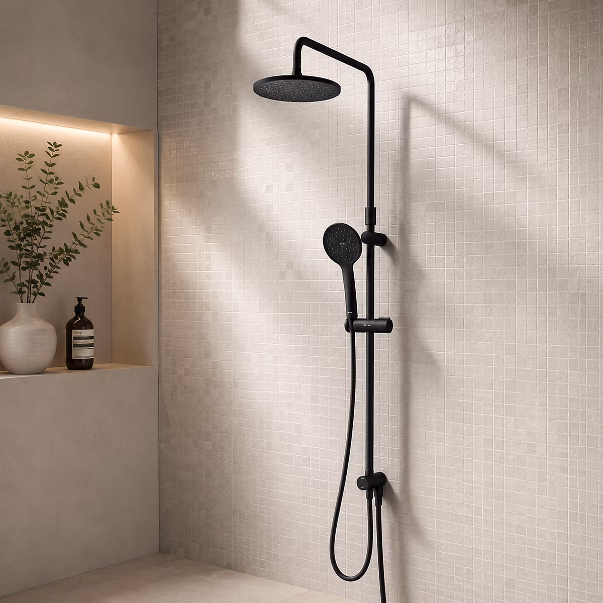 Ensemble douche bain-douche Noir mat sans mitigeur Pommeau pluie 220mm Douchette EnerJet PVD Hit – Réf. YCUOMWFMC3954865050