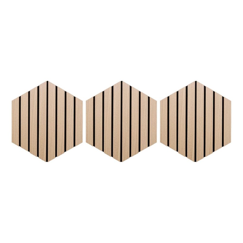 ATMOSPHERA Lot de 3 panneaux déco hexagonal colva 30x26cm naturel – 30 cm 0,53 kg