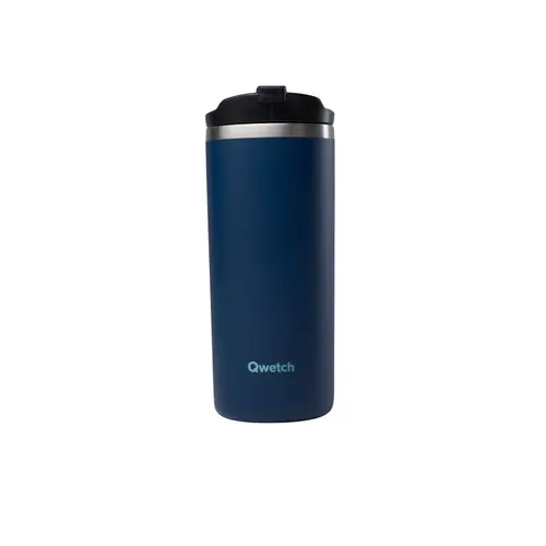 Travel mug isotherme en inox Qwetch Granite bleu nuit - 470 ml