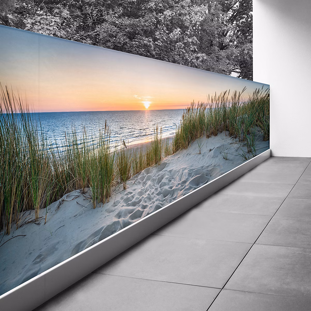 Brise vue Trompe l'oeil – 120 × 360 cm, Couché de soleil 3617689694580