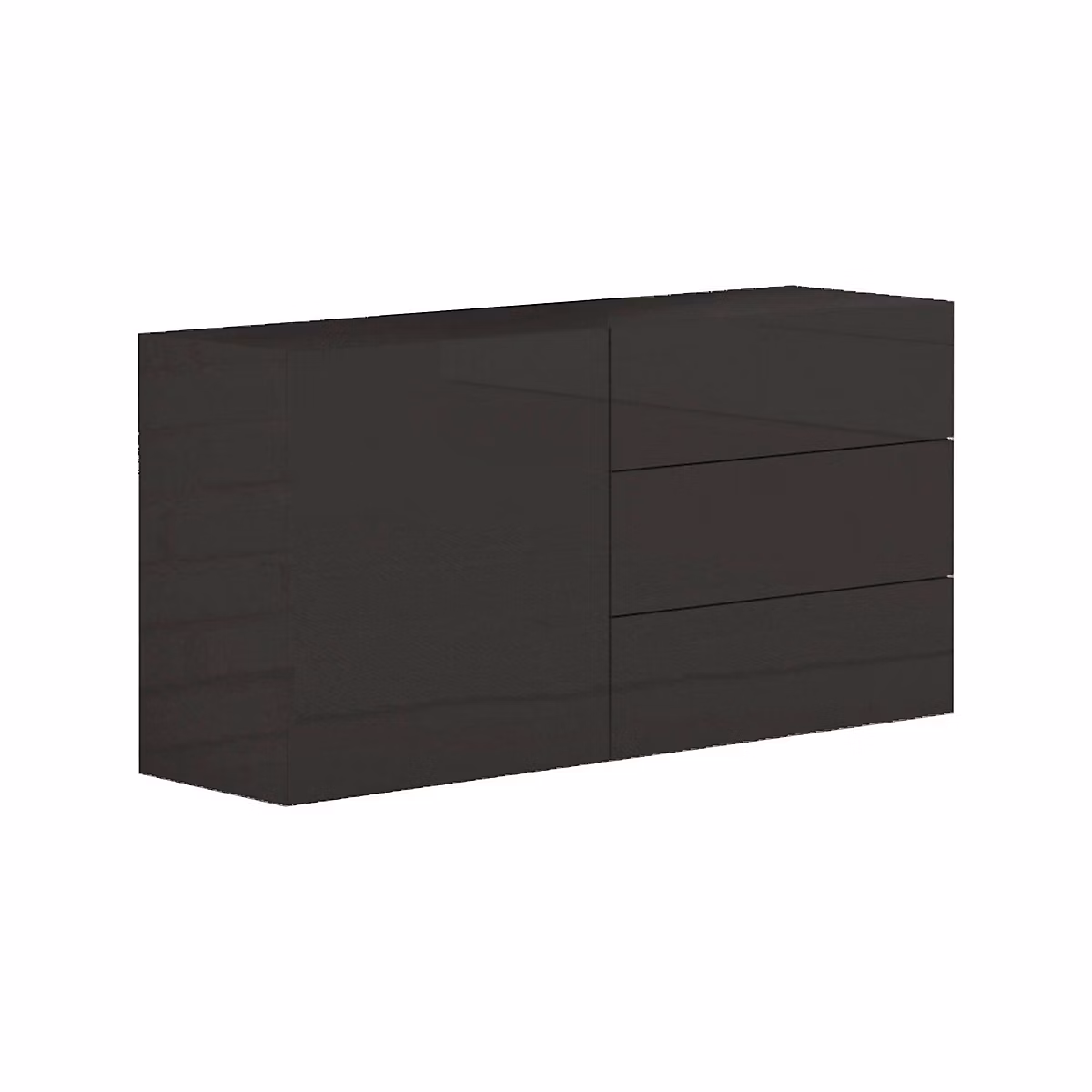 Buffet Enrico – Buffet de cuisine avec 1 porte et 3 tiroirs | Buffet de salon | Buffet de cuisine | 110x40h35 cm | Anthracite Brillant