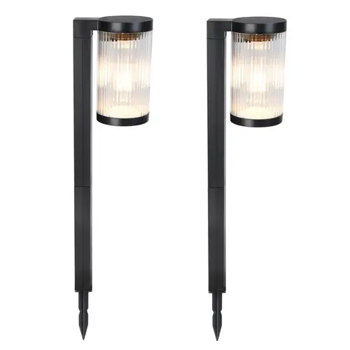 Lot de 2 balises solaires Batimex coloris noir en plastique - 7,8 x 11 x 57,9 cm