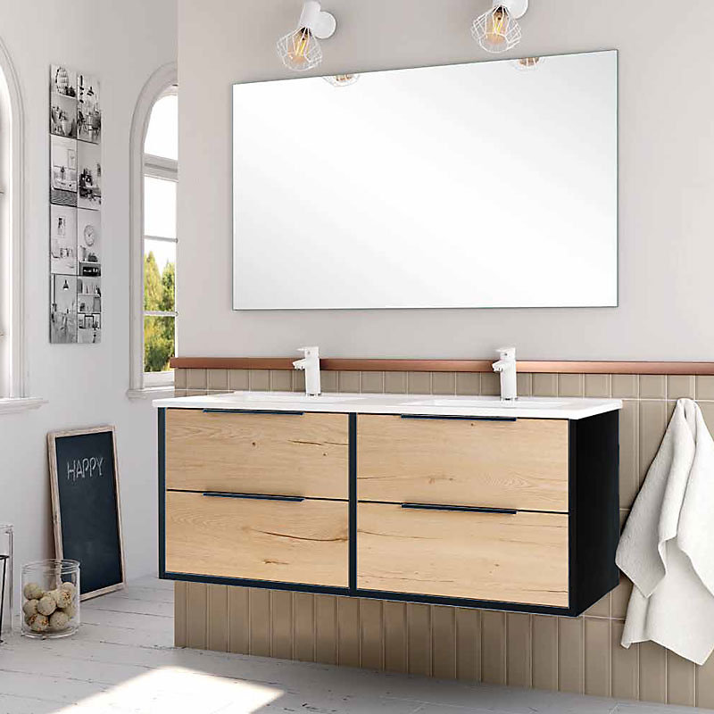Ensemble Meuble Duox noir/bois 119 – 5cm