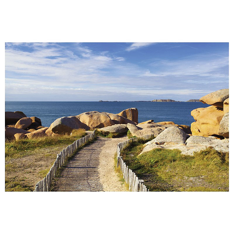 Brise vue paysage imprimé CHEMIN DES ROCHERS – H.2 x L.3 m, 100% occultant, Made in France par Scenolia + kit de fixation offert