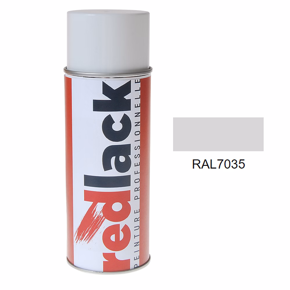 Bombe de peinture Aérosol – spray, 400ml, RAL 7035 Gris clair, Brillant, multisupport, Redlack, RAL7035
