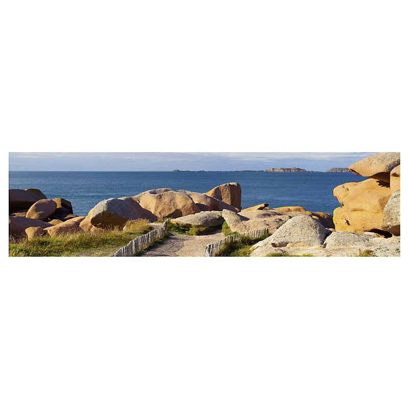 Brise vue paysage imprimé CHEMIN DES ROCHERS – H.0.8 x L.3 m | 100% occultant | Made in France par Scenolia + kit de fixation offert