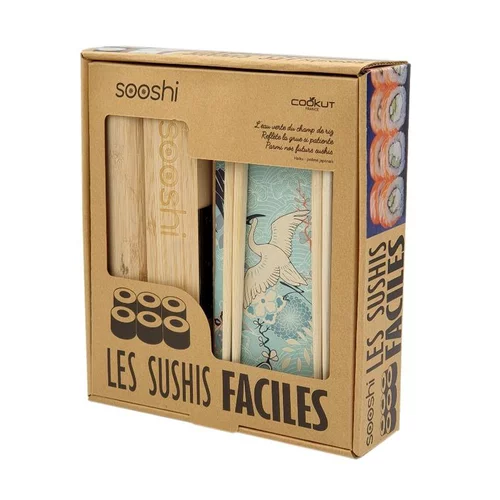 Coffret cadeau baguettes et livre sooshi bambou Cookut - 21,3 x 24,4 x 5,8 cm