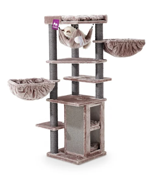 Arbre à chat coloris cappuccino Petrebels Ramses 158 - 50 x 50 x 158 cm
