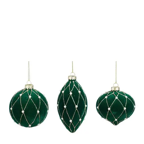 Boule de Noël en verre vert et or - Ø 8 cm