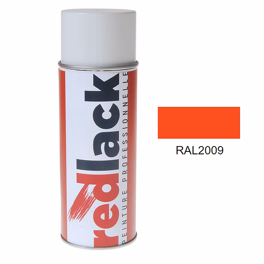 Bombe de peinture Aérosol – spray, 400ml, RAL 2009 Orangé signalisation, Brillant, multisupport, Redlack, RAL2009