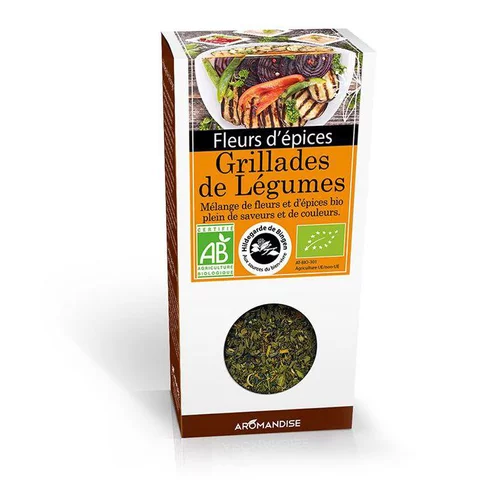 Fleurs d'épices pour grillades de légumes bio en boite marron de 40 g