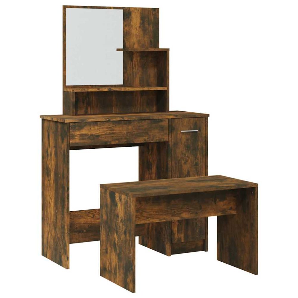 vidaXL Ensemble de coiffeuse Chêne fumé 86,5x35x136 cm – Mobilier de jardin