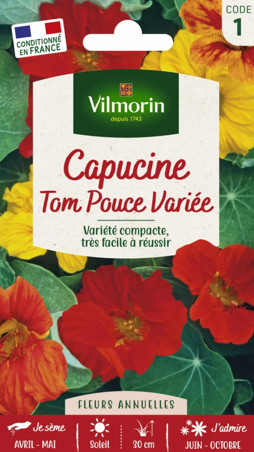 Capucine Tom Pouce Variée Vilmorin - graines à semer