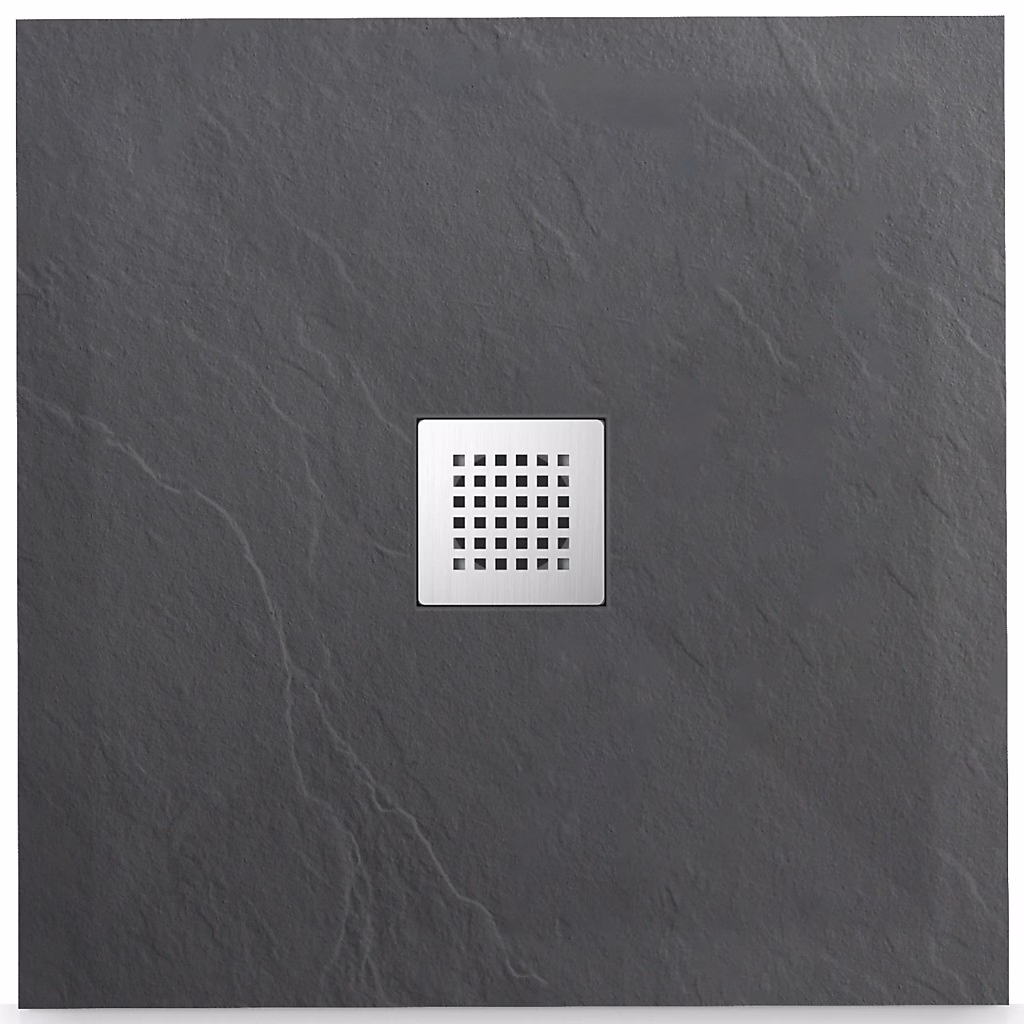 BALNEO Receveur de douche antidérapant carré en composite gris foncé bas 80 × 80 cm