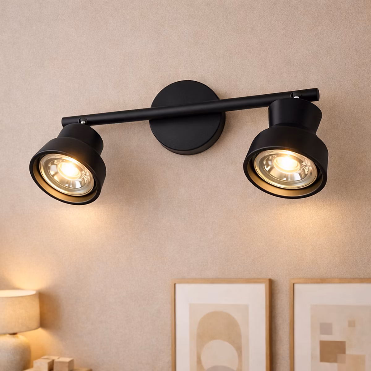 Barre de spots LED 2 lampes orientables métal noir L.32 – 3 x ∅8 x H.15 | 8 cm IP20 10 W Jumell Banji