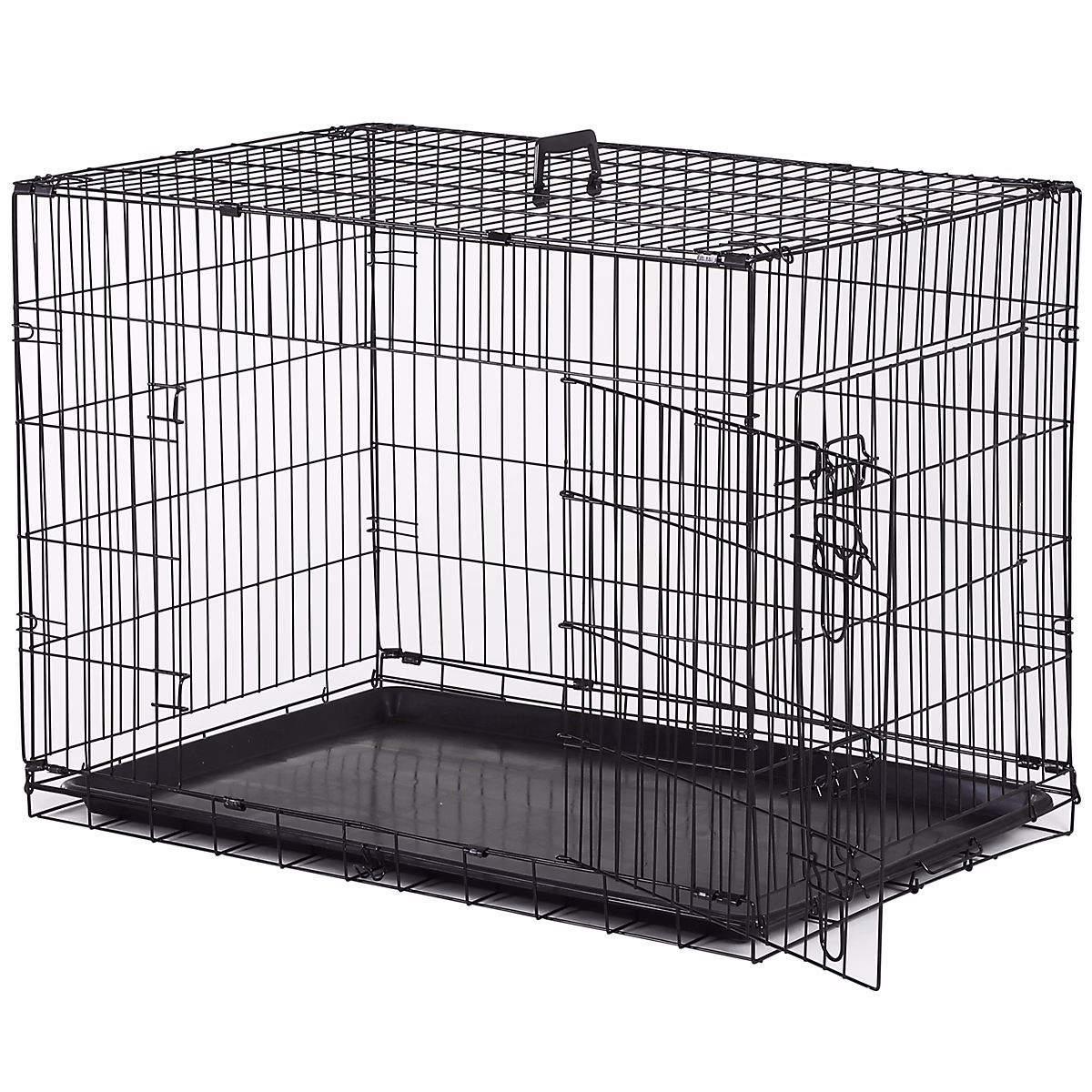 Cage caisse de transport pliante pour chien en métal noir 91 × 61 × 67 cm