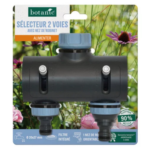 Sélecteur botanic® 2 sorties filetées ® 20 x 27 mm avec nez de robinet