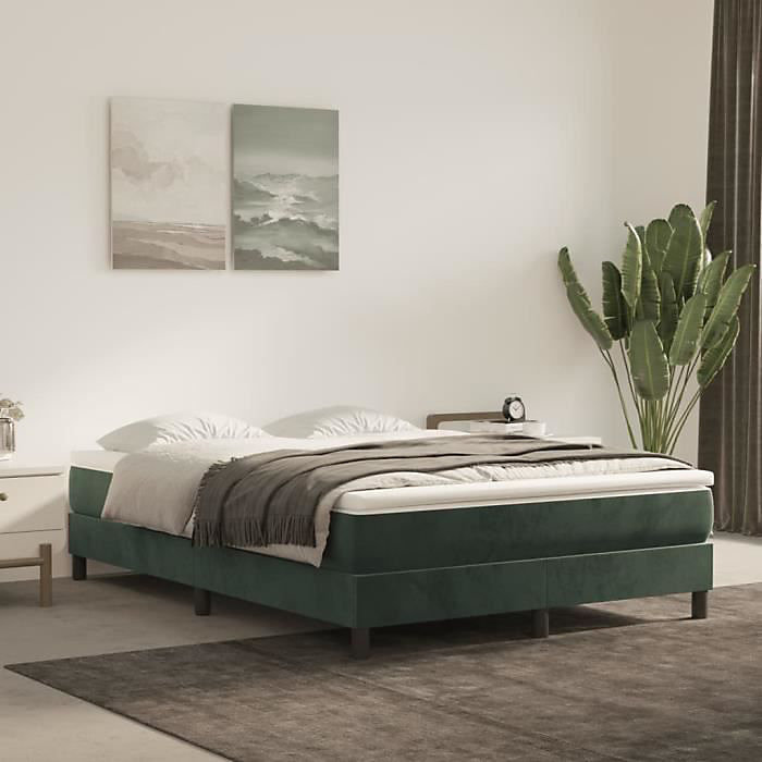 347791 vidaXL Matelas de lit à ressorts ensachés Vert foncé 140 × 190 cm epaisseur 20 cm