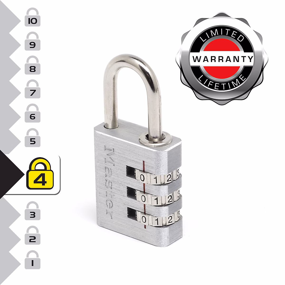 Cadenas à combinaison programmable MASTER LOCK 30 mm aluminium – 7630EURD