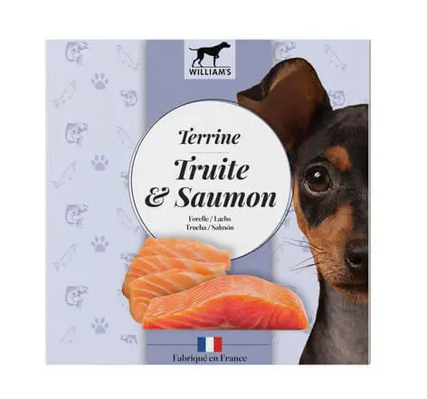 Alimentation humide complémentaire pour chien terrine truite et saumon William's - 80 g