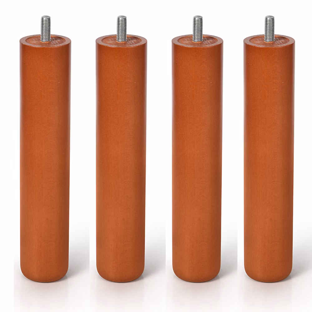 4un. Pied de pied de lit canapé en bois de hêtre laqué vernis mat miel. Forme ronde hauteur 250 mm – Réf. GLXRQTKJD6676787503
