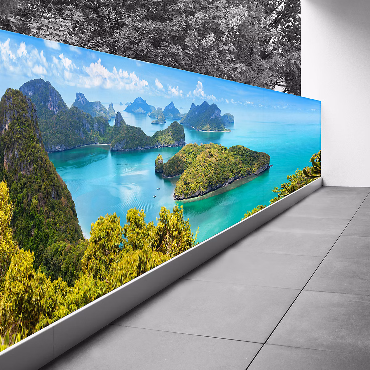 Brise vue Trompe l'oeil | 80 × 320 cm – Iles paradisiaques 3617689697840